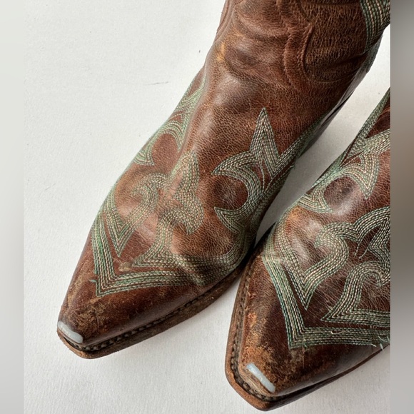 OLD GRINGO DIEGO Snip Toe Cowgirl Western Boots Turquoise Stitch Size 6,5 B - Picture 8 of 11